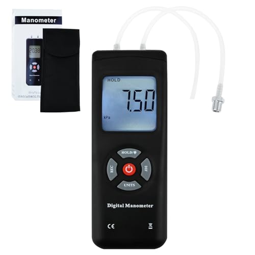 Professional Digital Manometer, Portable Handheld Air Vacuum/ Gas Pressure Gauge Meter 11 Units with Backlight, ±13.78kPa ±2PSI, Suitable for Differential Pressure of 1-2 Pipes, Ventilation,etc 11 units of measurement