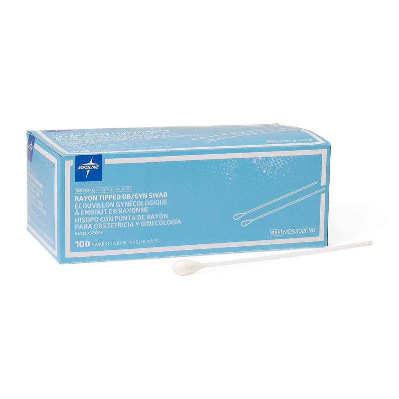 [Australia - AusPower] - Medline Non-sterile OB/GYN Swabs, Rayon Tipped, for Medicine Application, Hard to Reach Spots (Pack of 100) 