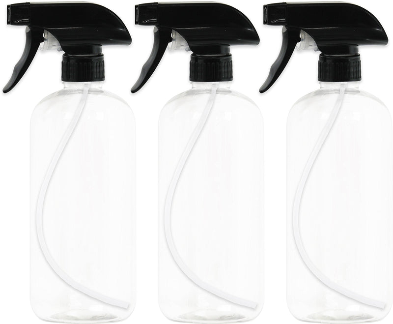 [Australia - AusPower] - EPAuto Heavy Duty Chemical Resistant Spray Bottles with Sprayer (16 oz), Clear, 3-Pack Black 