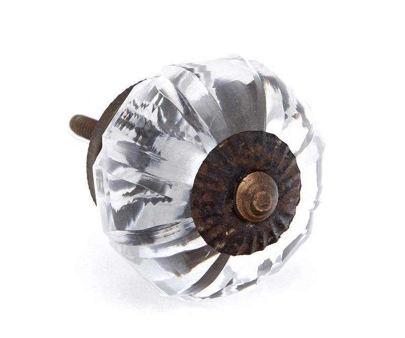 Shabby Restore Clear Glass Decorative Dresser Drawer, Kitchen Cabinet, Closets, Door Knobs, Pulls - Pack of 12