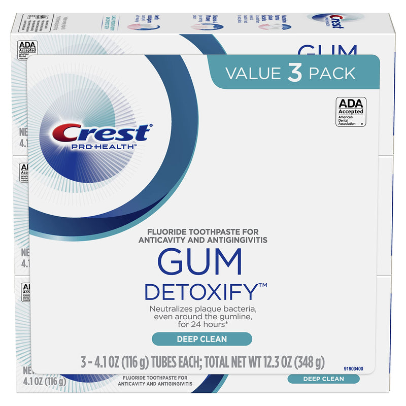 Crest Toothpaste Gum Detoxify Deep Clean, 4.1 Oz (Pack of 3) Mint 4.1 Ounce (Pack of 3)