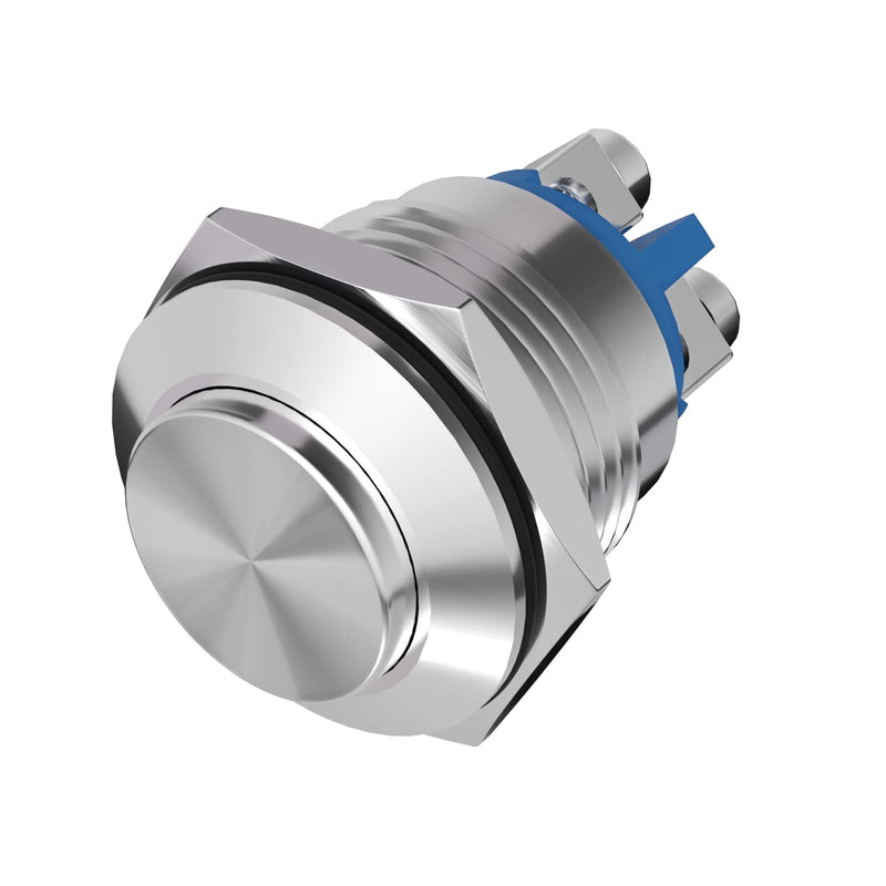 [Australia - AusPower] - APIELE 16mm Momentary Push Button Switch High Round Cap Waterproof Stainless Steel High Flush Screw Terminals 250V AC 5A 12V 36V DC 2A 1NO SPST Silver 