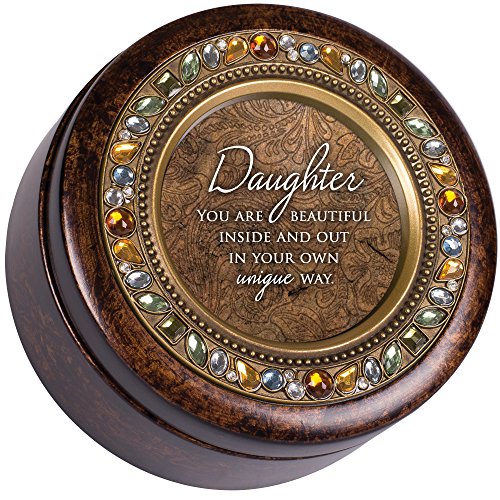 Cottage Garden Daughter Beautiful Inside and Out Amber Earth Tone Jewelry Music Box Plays Wind Beneath My Wings