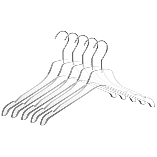Quality Acrylic Clear Hangers, Made of Clear Acrylic for a Luxurious Look and Feel with Swivel Hook (Clear - Shirt, 5) Clear - Shirt