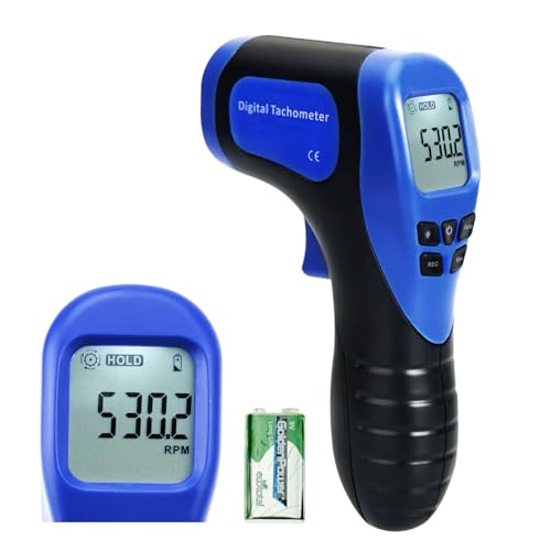 Touchless Tachometer Handheld Digital Laser Speedometer, 2.5-99999 RPM, Record (60 Data) / MAX/MIN/AVG Function, ± 0.02% + 1 Digital Accuracy, Speedometer Tachometer. Meter Display Portable tachometer