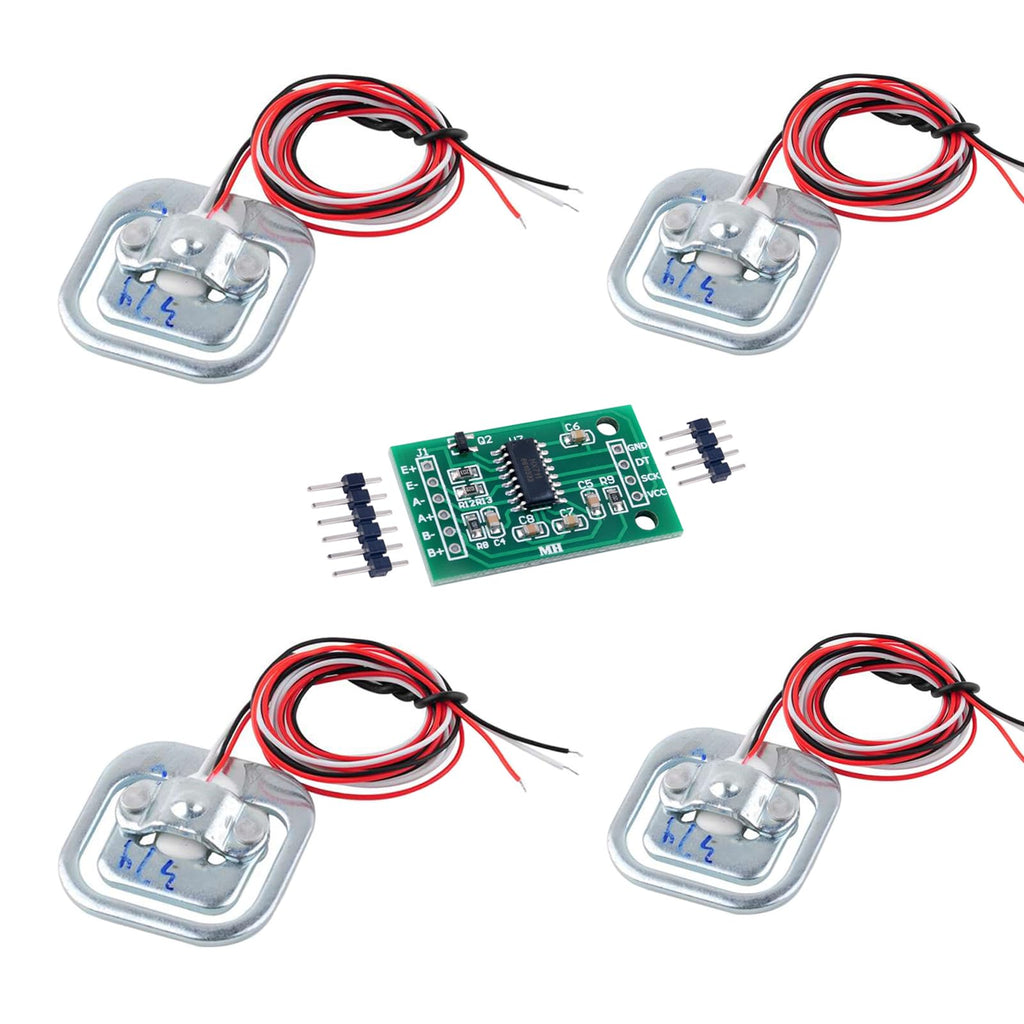 4pcs 50kg Load Cell Half Bridge Strain Gauge Human Body Scale Digital Weighting Sensor + 1pc HX711 AD Amplifier Weight Module for Arduino