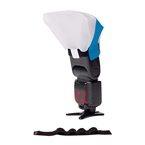 LumiQuest Ultrasoft Frosted Photography Lighting Diffuser, Compact Modifier with UltraStrap, Camera Lighting, Universal Portable Studio Lights for External Camera Flashes, Photo Light, Neon Blue