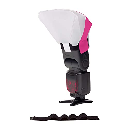 LumiQuest Ultrasoft Frosted Photography Lighting Diffuser, Compact Modifier with UltraStrap, Camera Lighting, Universal Portable Studio Lights for External Camera Flashes, Photo Light, Neon Pink