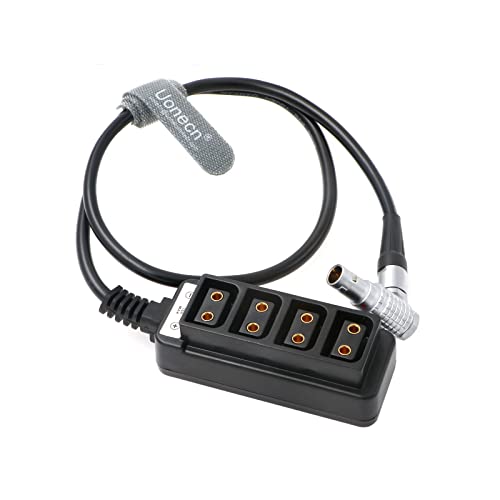 Uonecn 2 Pin to 4 D-Tap Splitter Cable, Right Angle 2-Pin to DTap Power Hub for Cinema Camera Rig, D-Tap Distribution Cable for RED DSMC2 Jetpack, RTmotion Sidekick, ARRI Accessories, 24in/60cm Right Angle 2 Pin
