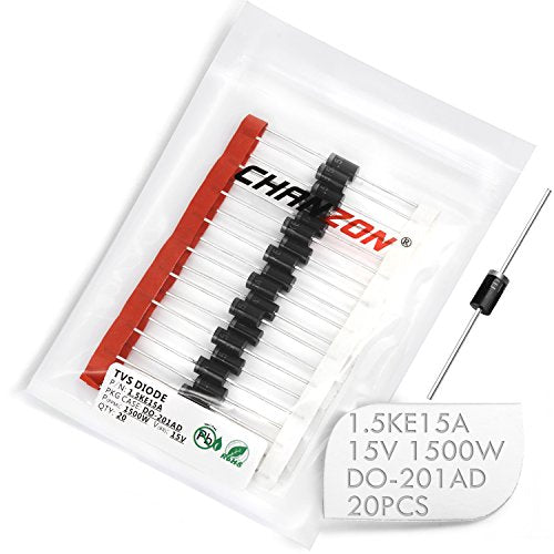 (Pack of 20) Chanzon TVS Diodes 1.5KE15A 1.5KE15 1500W 15V DO-201AD (DO-27) Unidirectional Channel 1500 Watt 15 Volt | (DO-27) Unidirectional K 1500 Watt 15 Volt Electronic Diodes