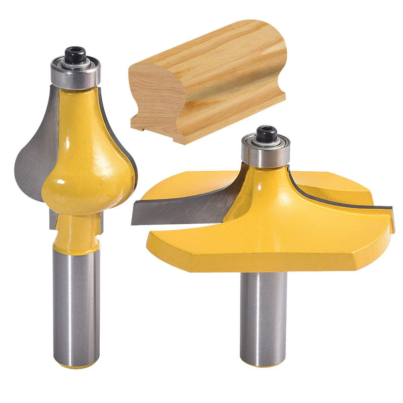 Handrail Router Bit Set 2 Pcs Standard Flute Molding Cutters with 1/2 Inch Shank for Woodworking by HOHXEN
