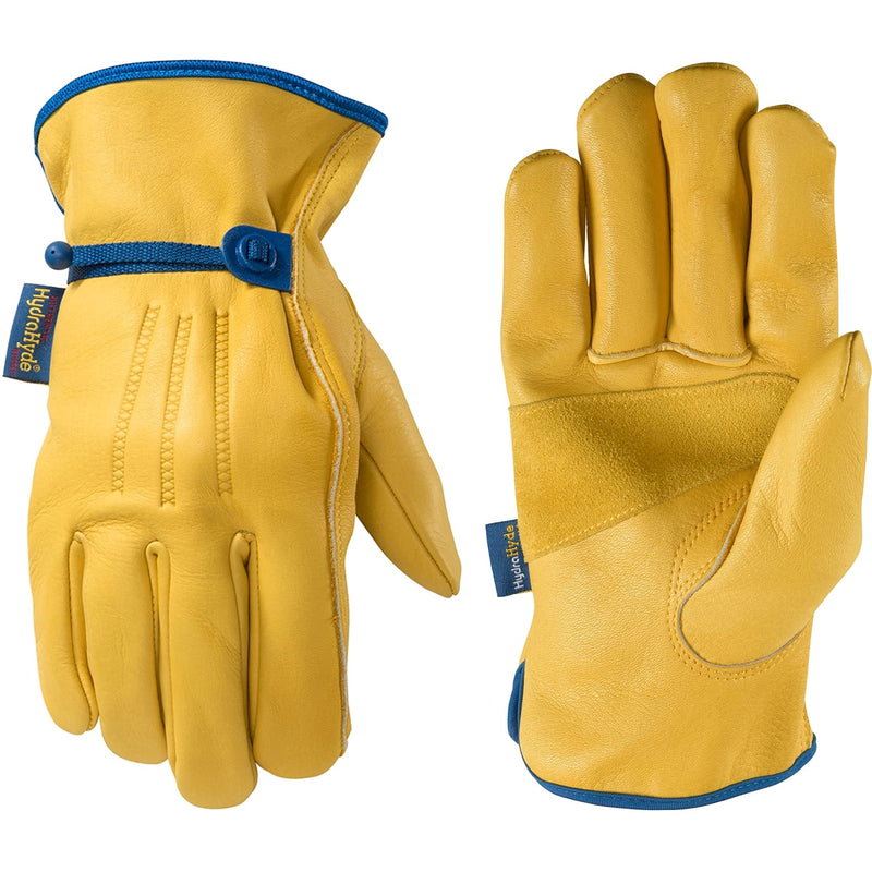 Wells Lamont Men's Adjustable HydraHyde Leather Work Gloves – Water-Resistant, Breathable, Durable – Ideal for Gardening, Landscaping, Ranching – Heavy Duty Leather Work Gloves – Saddletan, X-Large X-Large (Pack of 1)