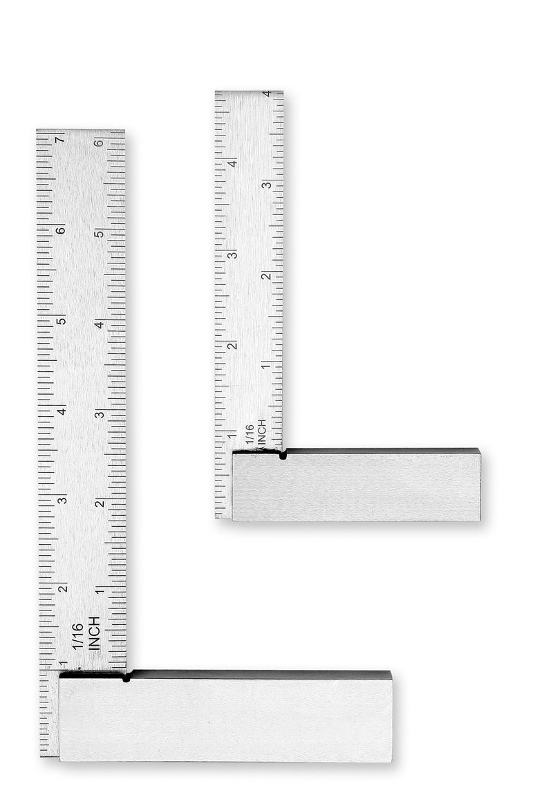 Groz 6" Graduated Workshop Steel Square, 0.00028" Squareness Tolerance, Hardened Spring Steel Blade, Precision Machinist Try Square for Layout, Setup and Inspection (01143) 6 Inch