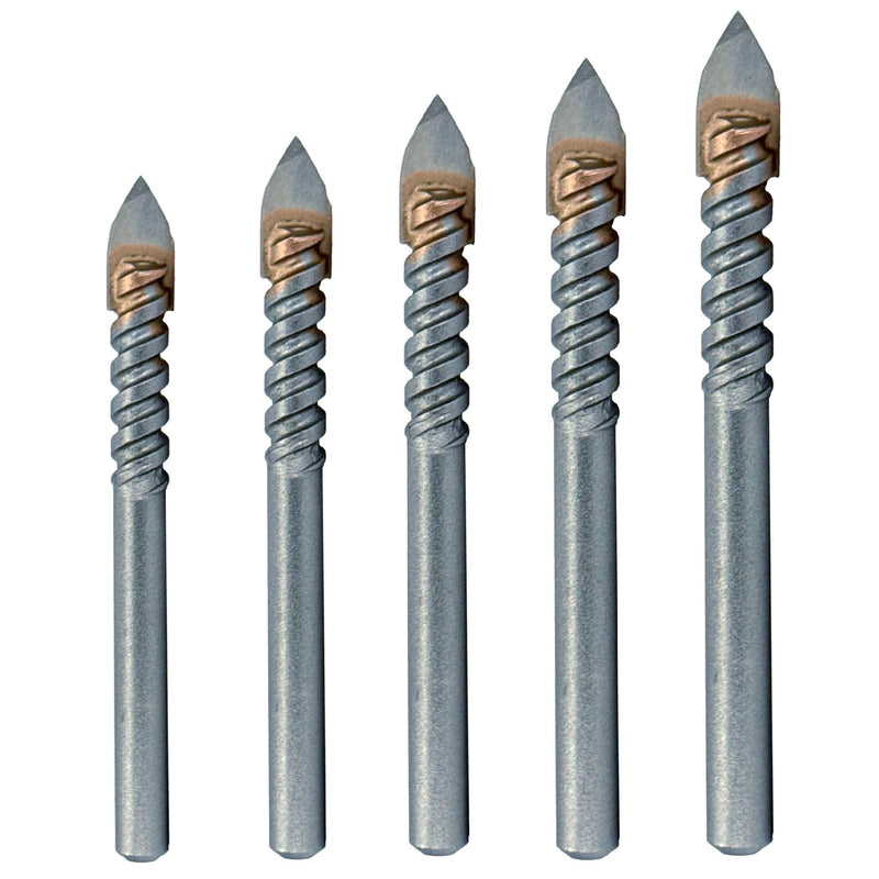 Drill America - DWDGD-SET 5 Piece 1/8" 3/16" 1/4" 5/16" and 3/8" Sizes Carbide Tipped Glass and Tile Drill Bit Set, DWDGD Series