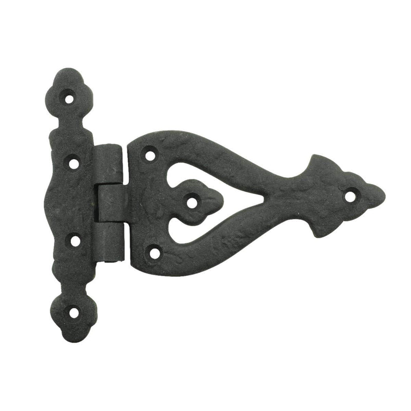 Renovators Supply Manufacturing Black Wrought Iron Strap Door Hinges 5-3/8 Inch Rustic Barn Cabinet Hinges RSF Rust Resistant Victorian Flush Mount Hardware with Screws Pack of 1