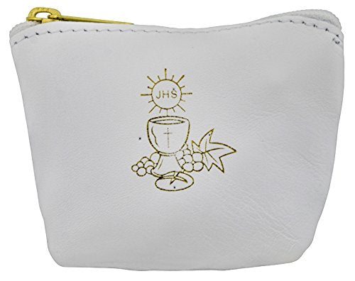 Venerare Colorful Rosary Pouch in Italian Leather (White) White