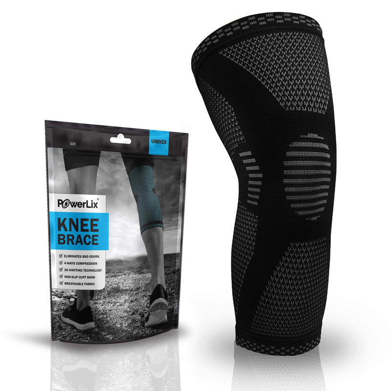 [Australia - AusPower] - POWERLIX Knee Compression Sleeve - Best Knee Brace for Men & Women – Knee Support for Running, Basketball, Weightlifting, Gym, Workout, Sports, (Black, Large) Black 