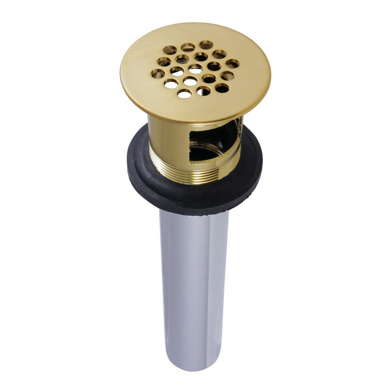 Kingston Brass KB5007 Grid Drain with Overflow, Brushed Brass 8.25 x 2.25 x 2.25