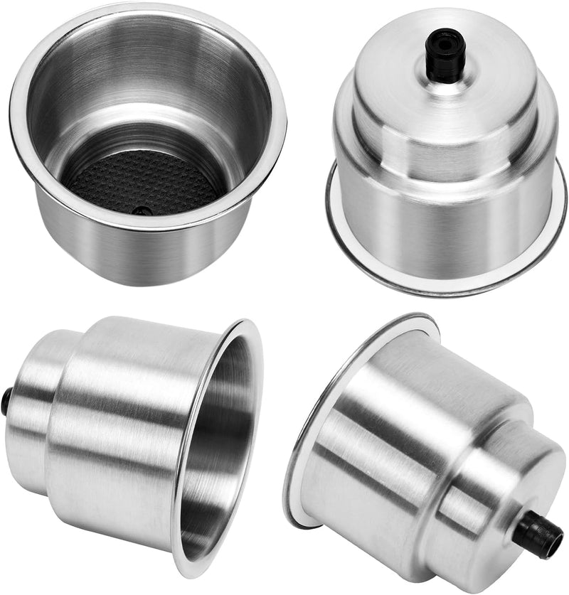 Amarine Made Pack of 4 Stainless Steel Cup Drink Holder with Drain Marine Boat Rv Camper