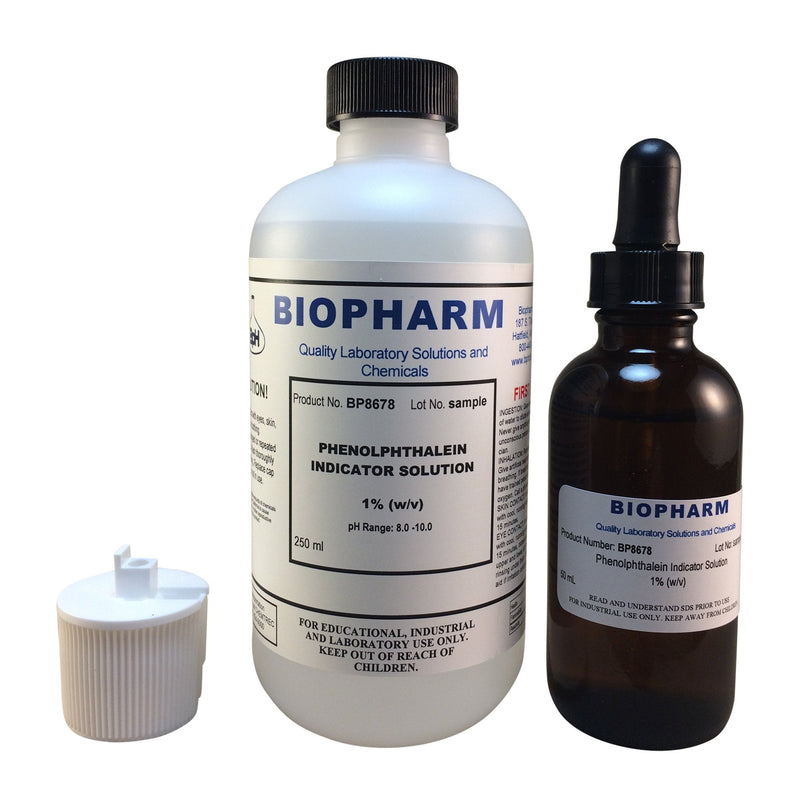 [Australia - AusPower] - Phenolphthalein pH Indicator 1% Solution  250 mL (8.4 fl oz) Bottle Plus 1 Dropper Bottle containing 50 mL of Solution 