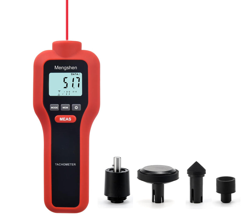 Digital Tachometer, Mengshen 2 in 1 Non-Contact & Contact Speed Meter Rotation Tester - M522 | Non-contact, contact speed measurement