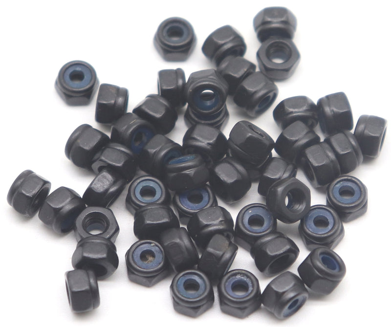 [Australia - AusPower] - binifiMux 100Pcs M2 x 0.4mm Black Nylock Nuts Hex Nylon Insert Self Lock Nuts, Carbon Steel 4.8 Grade, DIN985, Zinc Plated 