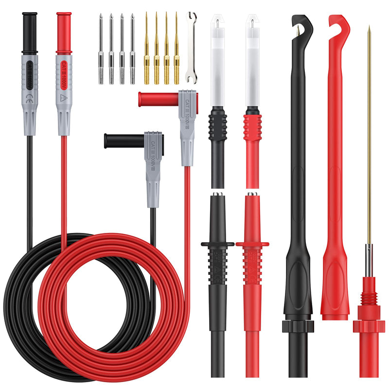 [Australia - AusPower] - Neoteck 17PCS Multimeter Automotive Test Leads Wire Piercing Clip Puncture Probes Replaceable Gold-Plated Multimeter Probes 4mm Banana Plug Extension Test Cable Set 