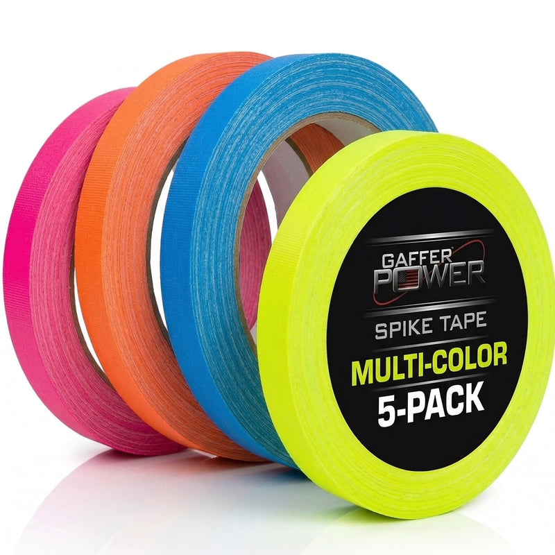 Gaffer Power Spike Tape | PROUDLY MADE in The USA Gaffer Tape | 5 Bright Colors 1/2 Inch X 20 Yards