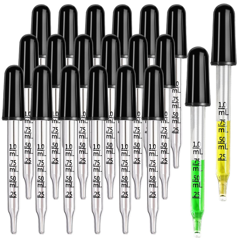 [Australia - AusPower] - Teenitor 20Pack Eye Dropper 1mL, Droppers for Oils, Medicine Dropper Glass Dropper, Straight-Tip Eye Dropper Pipette Dropper for Oils, Ear Dropper Eye Droppers for Medicine Feeding Lab 