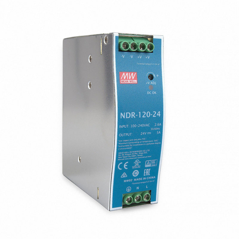 MeanWell NDR-120-24 120W 24V 5A DIN Rail Power Supply DIN-RAIL