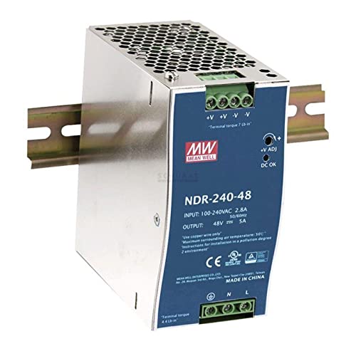 Din-Rail Power Supply 240W 48V 5A ; MeanWell NDR-240-48 ; Panel Mount