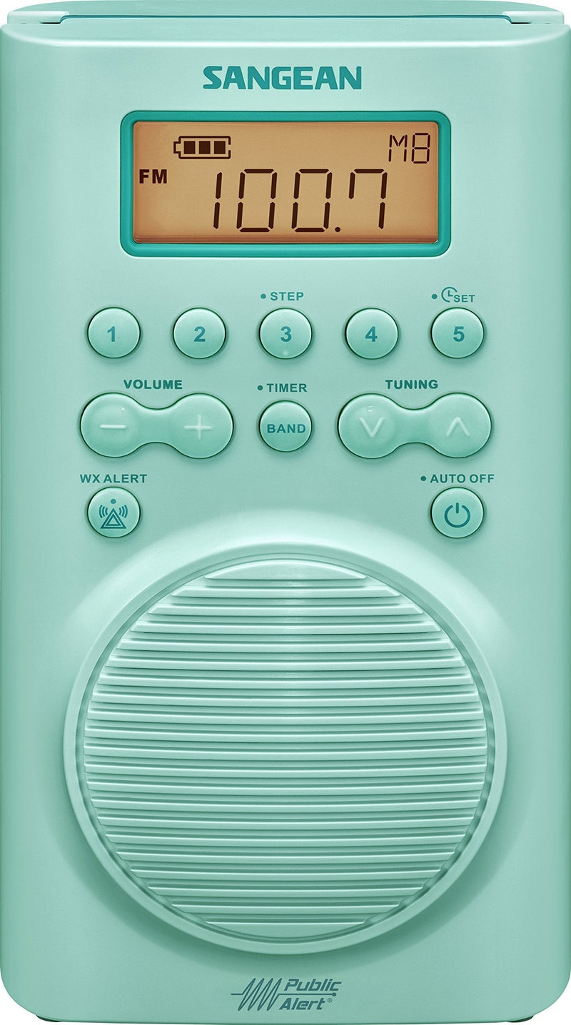 [Australia - AusPower] - Sangean H205TQ AM/FM Weather Alert Waterproof Shower Radio Turquoise Single 