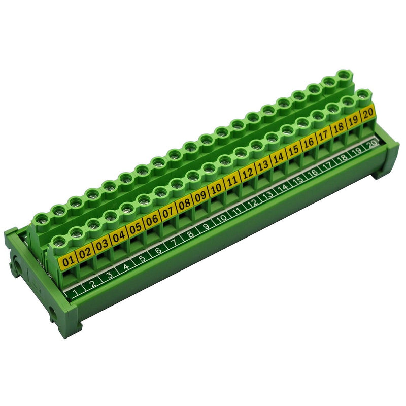 [Australia - AusPower] - Electronics-Salon DIN Rail Mount 20 Position 30A / 300V Screw Terminal Block Distribution Module. 
