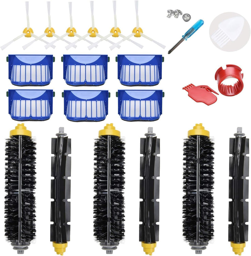 [Australia - AusPower] - LOVECO Replacement Accessories Kit for iRobot Roomba 600 Series 694 692 690 680 660 665 651 650 614 & 500 Series 595 585 564,6 Filter,6 Side Brush,3 Pairs Bristle and Flexible Beater Brush 3+6+6 