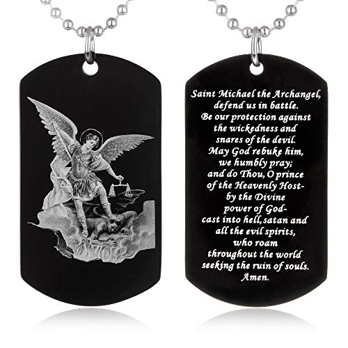 Scripture Baptism Holy Bible Verse Dog Tag Necklace,Engraved Catholic Christian Communion Confirmation Rite Religious Gift Saint Michael Archangel