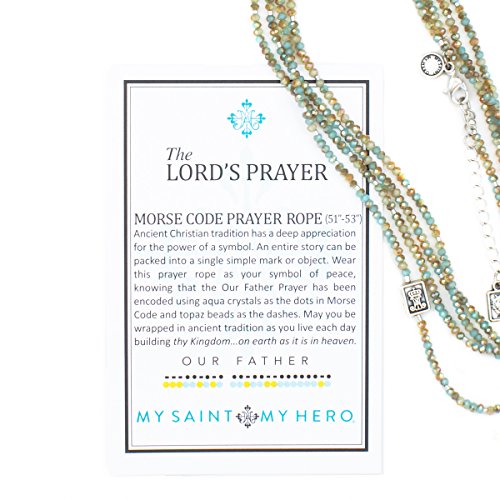 My Saint My Hero Morse Code Prayer Rope Necklaces – Handcrafted Spiritual Jewelry - Unique Wearable Blessings With Prayers Encoded in Morse Code The Lord's Prayer