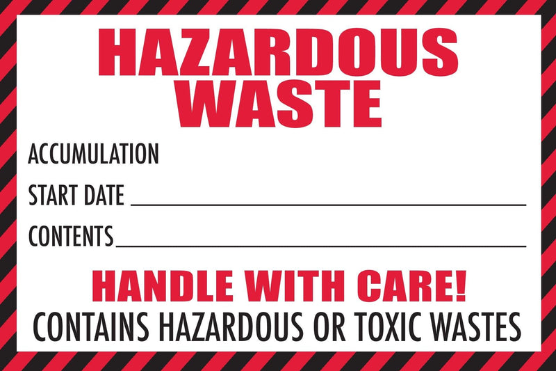 [Australia - AusPower] - Hazardous Waste Label with Handle with Care, 4"x6", 100 Pack, Red and White Label, Contains Hazardous Or Toxic Wastes Warning,Self-Adhesive 