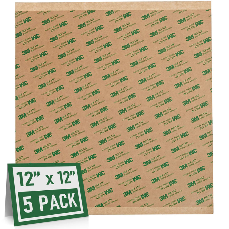 [Australia - AusPower] - Adhesive Transfer Tape, Double Sided Transfer Sheet, 468MP, 12inch x 12inch (5-Pack) 12in x 12in 