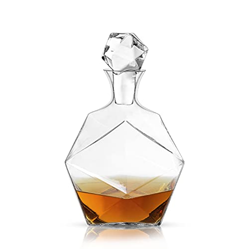 Viski Seneca Faceted Crystal Whiskey Decanter with Stopper, Elegant Liquor Decanter for Bourbon, Scotch, Spirits, Wedding Gifts, Man Cave Essentials, Home Bar Accessories, 40 oz (1.18 L) Faceted Whiskey Decanter