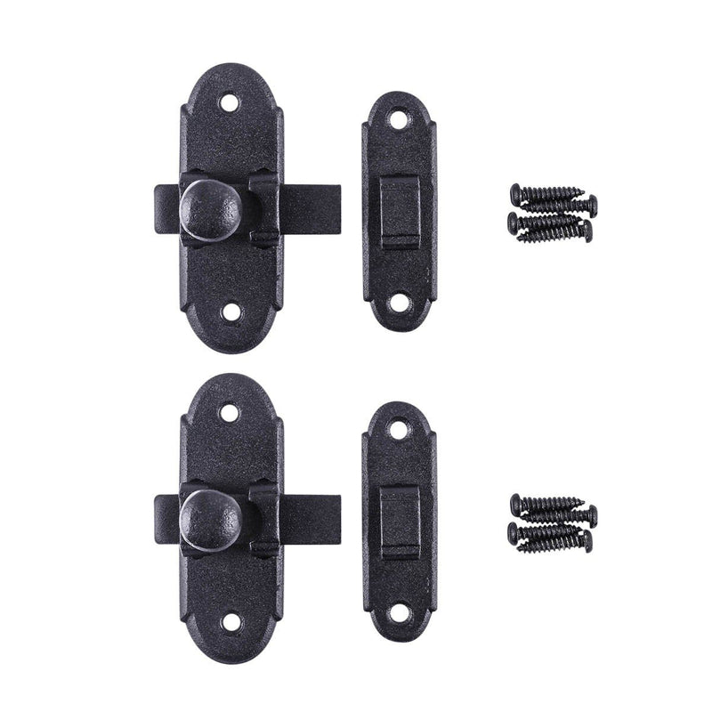 Renovators Supply Manufacturing Slide Bolt Latch 2.2 in. Black Wrought Iron Ball Tip Style Slide Bolt with Mounting Hardware Pack of 2