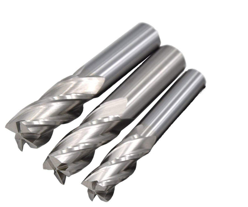 [Australia - AusPower] - Luomorgo 4 Flute Full Grinded Sqaure Nose End Mill Cutter 3pcs (5/8 3/4 7/8 Blade Diameter) 5/8 3/4 7/8-3pcs 
