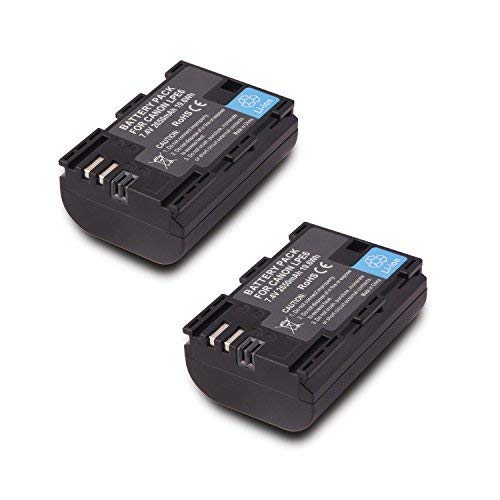 [Australia - AusPower] - 2 Pack Replacement Canon LP-E6 LP E6N Battery for Canon 60D, 70D, 80D, 5DS R, 5D Mark II III IV, 6D, 7D, C700, XC15, Cameras (2650mAh, 100% Compatible with Original) 