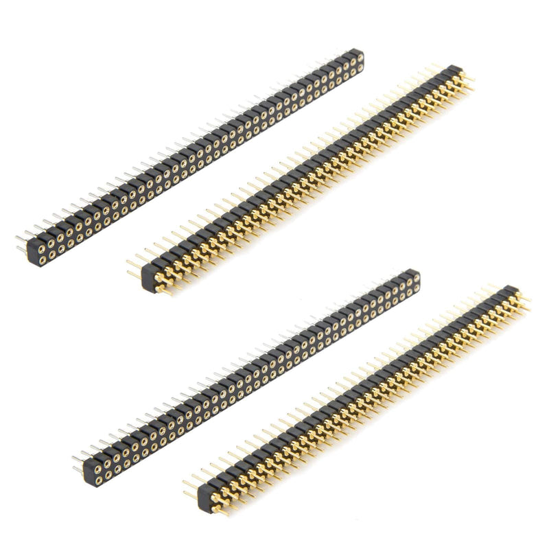 [Australia - AusPower] - Male and Female Pin Header (2pair) Gold Plated (ROHS) Double Row Round Pin 240 40P Straight Needle PCB Pin Header 2.54 mm Male Pin Header Connector Gold for Computer and breadboard 