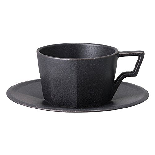 KINTO 28894 OCT Cup & Saucer, 6.7 fl oz (220 ml), Black, Microwave and Dishwasher Safe, Gift, Present 7.4 Ounces