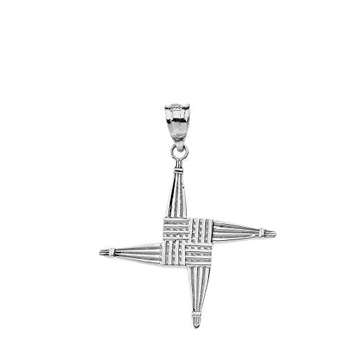 Religious Jewelry 925 Sterling Silver Saint Bridget St. Brigid Cross Pendant