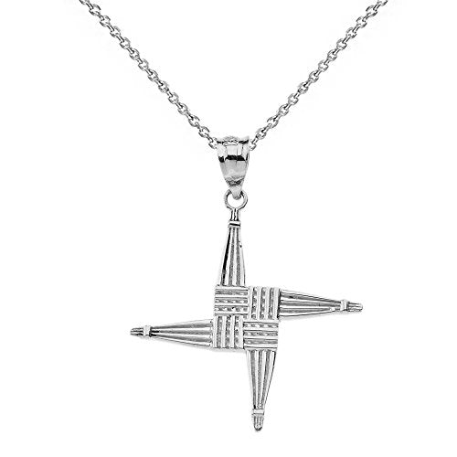 Religious Jewelry 925 Sterling Silver Irish St. Brigid's Christian Wall Cross Pendant Necklace 20.0 Inches