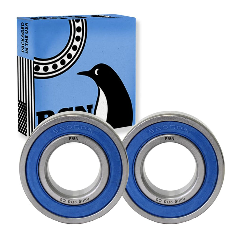 [Australia - AusPower] - PGN (2 Pack) 6206-2RS Bearing - Lubricated Chrome Steel Sealed Ball Bearing - 30x62x16mm Bearings with Rubber Seal & High RPM Support 