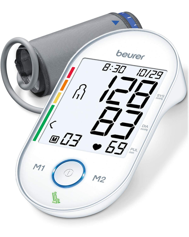 [Australia - AusPower] - Beurer BM55 Blood Pressure Machine  XL Backlit Display, Arrhythmia Alarm, Portable Storage Kit, 2 Users, Automatic Blood Pressure Cuff, Resting Indicator  Blood Pressure Monitor Batteries Included BM55 - Premium XL Backlit Display 