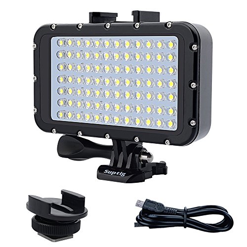 Suptig Underwater Lights Dive Light 84 LED High Power Dimmable Waterproof LED Video Light Waterproof 164ft(50m) Camera Light for Gopro Canon Nikon Pentax Panasonic Sony Samsung SLR Cameras