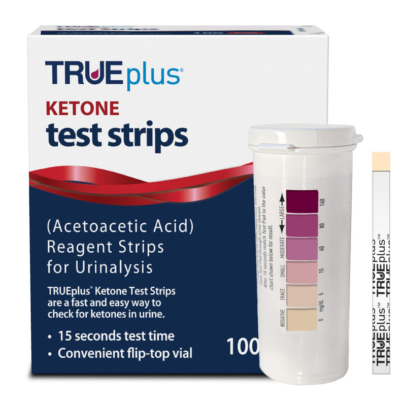 TRUEplus Ketone Test Strips, Urinalysis Test Sticks Ideal for Low-Carb Dieters and People with Diabetes, 100 Count